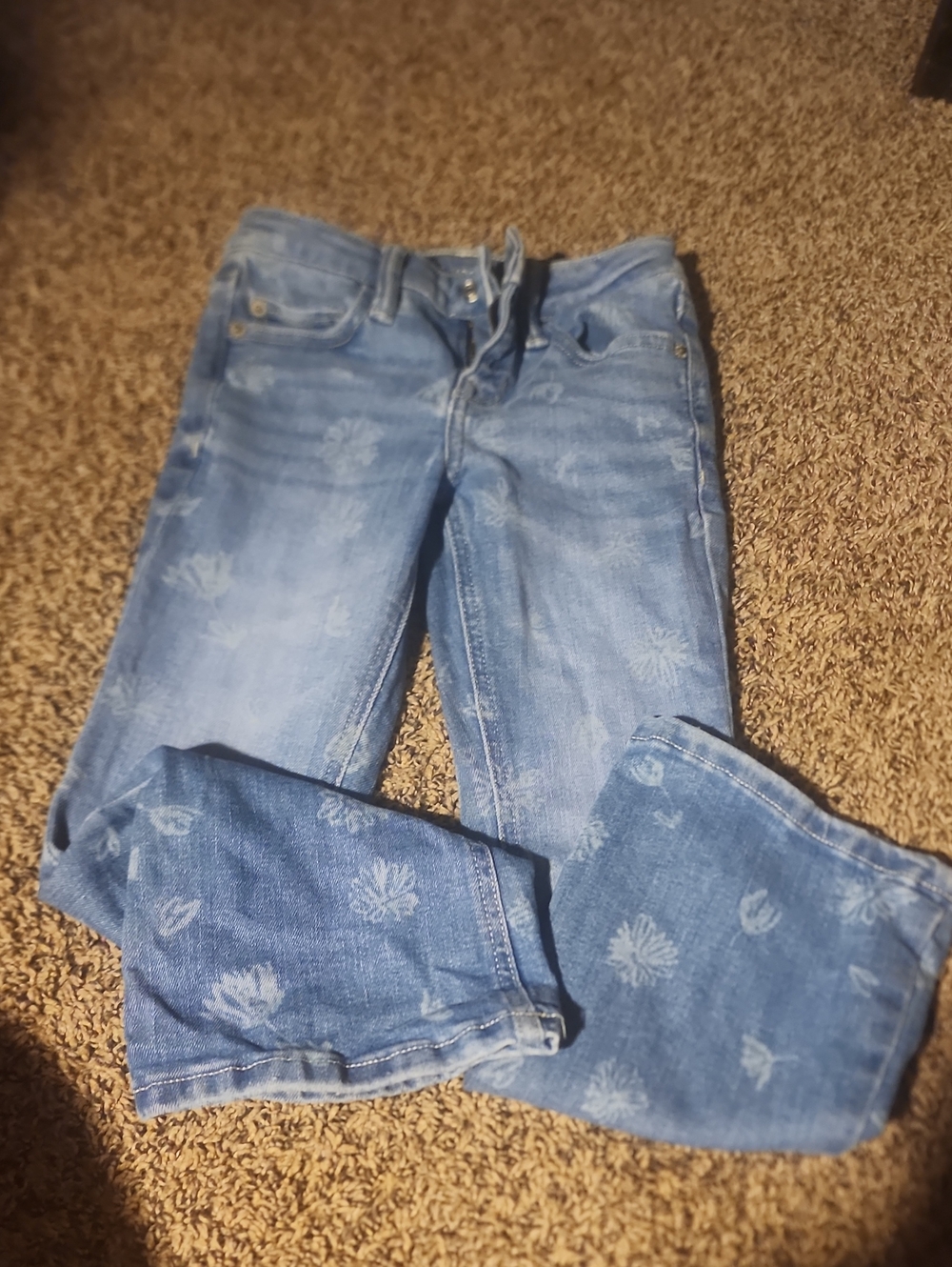 Blue Floral-Print Girl's Jeans